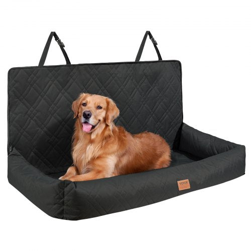 Black dog booster car seat with high-back design for medium to large dogs up to 100 lbs.