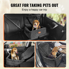 Black Bostome Dog Booster Car Seat for small to medium dogs with a soft, quilted design.