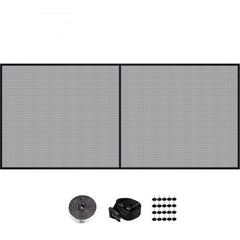 Bostome 18x7 ft garage door screen made of heavy-duty fiberglass mesh with strong magnets.