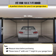 Heavy-duty fiberglass mesh garage door screen with strong magnets for secure closure.