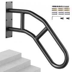 Bostome 29" outdoor carbon steel handrail with a smooth finish for 1-3 steps wall mount.