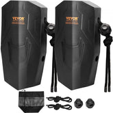 Two black 8.6" x 16" EVA boat fenders with attached ropes and storage bag.