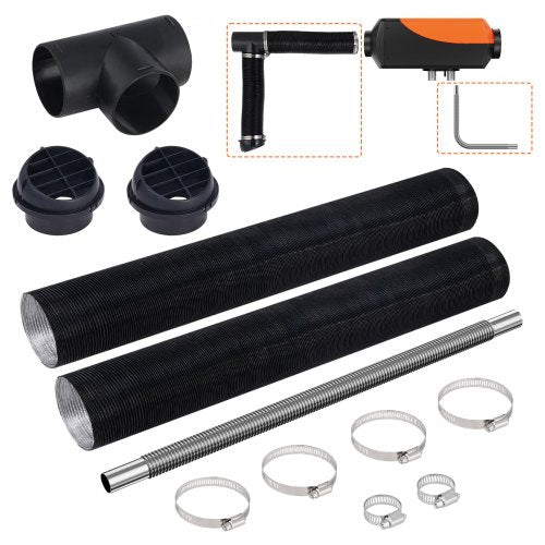 Bostome Diesel Heater Ducting Kit with 3-inch air hose and 1-inch stainless exhaust pipe.