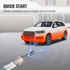 Bostome 8V ceramic glow plug kit for 2-8kW diesel heaters with plug, cable, and car in snowy setting.
