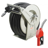 Retractable 1" x 50' fuel hose reel for diesel and kerosene with automatic spring retraction.