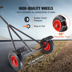 Bostome Boat Trailer Dolly with carbon steel frame and 16" pneumatic tires for easy boat transport.