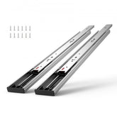 Six pairs of 16-inch heavy-duty soft-close drawer slides in silver, with included screws.