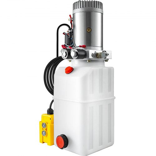 Bostome 6 Quart Double Acting Hydraulic Pump with translucent reservoir and safety valve.