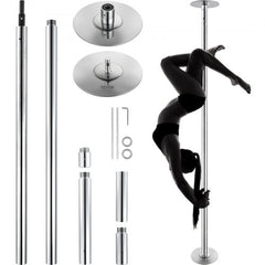 Bostome 45mm Spinning Static Dancing Pole – Portable & Adjustable Silver