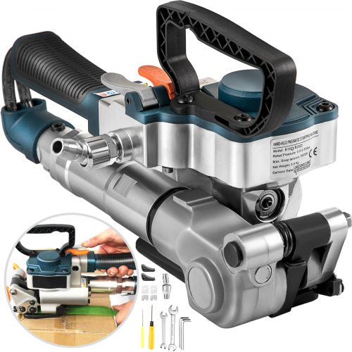 Bostome B19 pneumatic strapping tool with aluminum body and ergonomic handles for PP/PET belts.