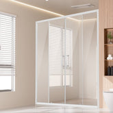 Semi-frameless double sliding shower door with 1/4-inch tempered glass and chrome finish.