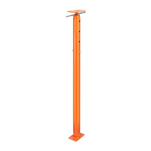Orange adjustable floor jack post with height from 56 to 100 inches and 18000 lbs capacity.