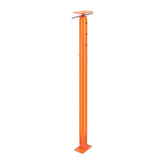Orange adjustable floor jack post with height from 56 to 100 inches and 18000 lbs capacity.