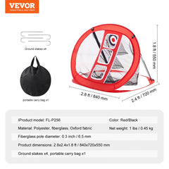 Portable pop-up golf chipping net with three targets for indoor and outdoor practice.