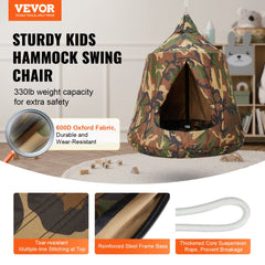 Bostome Hanging Tree Tent with waterproof top, spacious interior, and storage pockets.