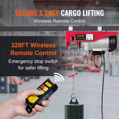 Bostome Electric Hoist with wireless remote, 40ft lift, and durable alloy steel hook.
