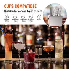 Bostome 5-brush wine glass polisher machine with stainless steel body and removable microfiber brushes.