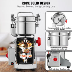 Bostome 300g electric spice grain mill grinder with stainless steel construction and swing design.