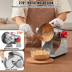 Bostome 300g electric spice grinder with stainless steel body and 270° swing design.