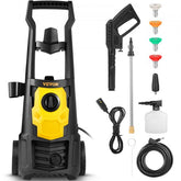 Bostome 2000 PSI Electric Pressure Washer with 30ft hose and multiple nozzles for versatile cleaning.