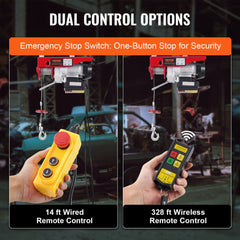 Bostome Electric Hoist Crane Winch with remote controls, capable of lifting 1320 lbs.
