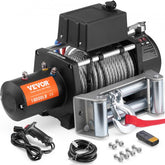 Bostome 18000 lb electric truck winch with steel cable and waterproof matte black finish.