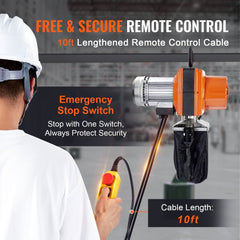 Bostome Electric Chain Hoist with G100 chain, 2200 lbs capacity, and 10 ft lift height.