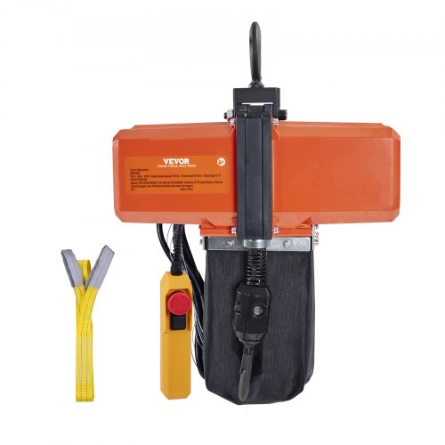 Bostome electric chain hoist with 1100 lbs capacity, 15 ft lift, and wired remote control.