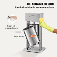 Bostome 15L electric sausage stuffer in stainless steel with variable speed and four filling tubes.