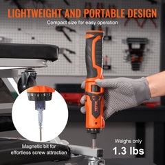 Bostome 4V cordless electric screwdriver with LED light and 11-piece accessory kit.
