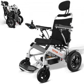 Foldable Bostome electric wheelchair for adults with joystick control and 300 lbs capacity.