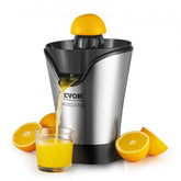 Bostome Electric Citrus Juicer with stainless steel body and single juicing cone for all citrus.