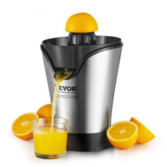 Bostome Electric Citrus Juicer with stainless steel body and single juicing cone for all citrus.