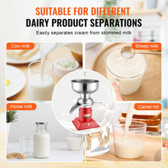 Bostome Electric Milk Cream Separator in stainless steel with a 5L bowl and adjustable fat ratio.