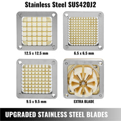 Bostome Electric French Fry Cutter with four stainless steel blades and non-slip foot pads.