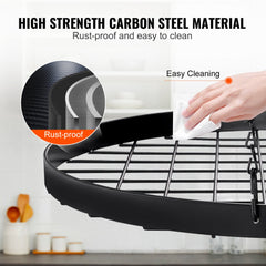 Bostome 36" ceiling pot rack in carbon steel with 20 S-hooks for cookware organization.