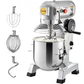 Stainless steel Bostome 30Qt commercial food mixer with three speeds and safety guard.