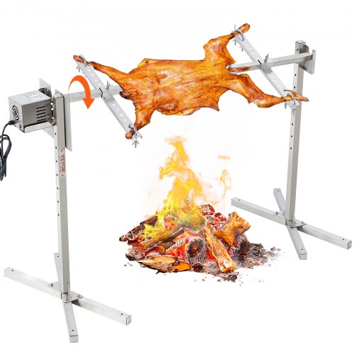 Bostome 46" electric BBQ rotisserie grill kit made of stainless steel with adjustable height positions.