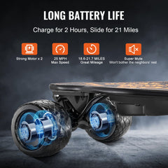 Bostome Electric Longboard Skateboard with a sleek design, remote, and durable wheels.