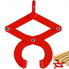 Red steel pallet puller with single scissor mechanism and 4409 lbs capacity for efficient handling.