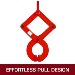 Red steel pallet puller with single scissor mechanism and 4409 lbs capacity for material handling.