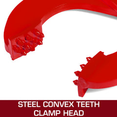 Red steel pallet puller with single scissor mechanism and 4409 lbs capacity for easy pallet movement.