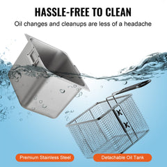 Bostome commercial electric deep fryer with 12Qt capacity and stainless steel construction.