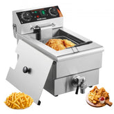 Stainless steel Bostome commercial electric deep fryer with 11L capacity and precise controls.