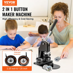 Bostome 2-in-1 button maker machine with detachable molds for 1.25" and 2.25" badges.