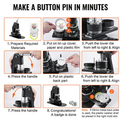 Bostome 2-in-1 Button Maker Machine Kit with dual molds for 1" and 2.25" pin badges.
