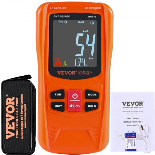 Handheld Bostome 3-in-1 EMF meter with LCD display for detecting electromagnetic fields.
