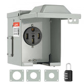 Bostome 50 Amp RV power outlet box with weatherproof enclosure and secure locking door.