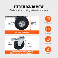 Aluminum folding hand truck with 1000 lbs capacity, 2-in-1 design, solid PU wheels, and rubber casters.