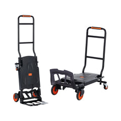 Heavy duty aluminum hand truck and dolly with 300 lbs capacity, folds for easy storage.